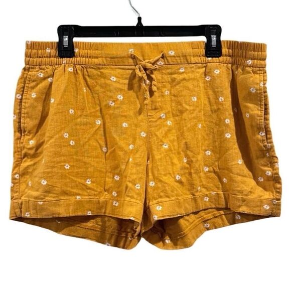 Old Navy Womens Yellow Pull on Daisy Print Shorts L - Picture 1 of 8